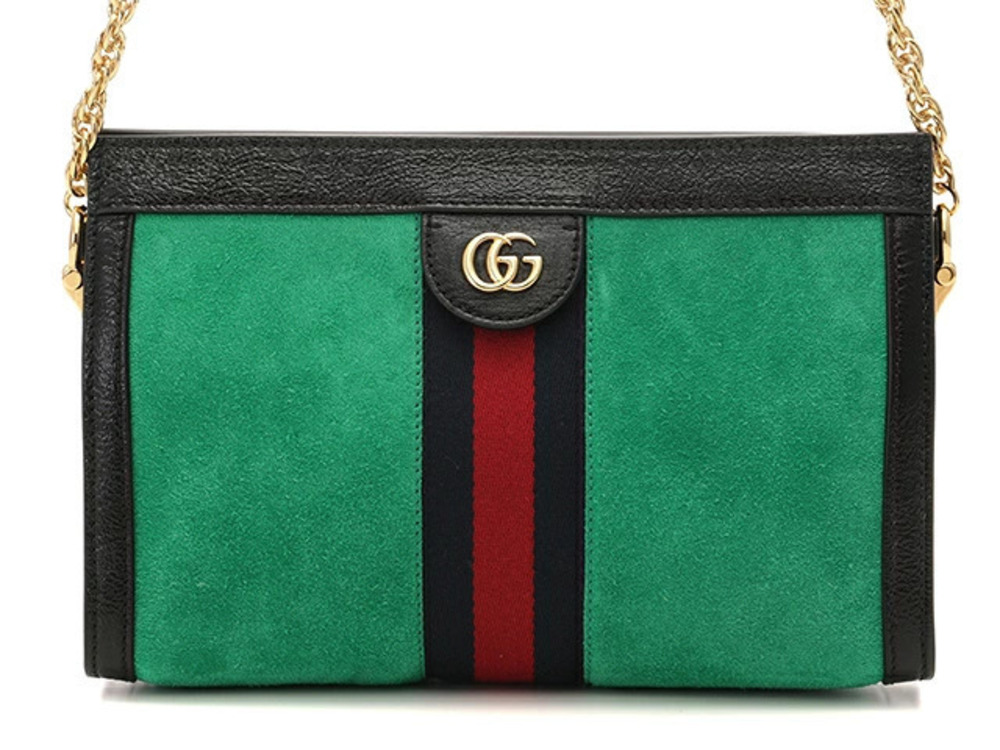 Gucci Ophidia Chain Shoulder Bag Suede Patent Vernis Leather